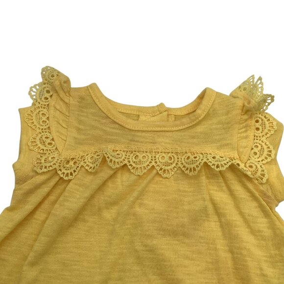 Nannette Kids Yellow Girls Dress 0-3M With Lace Short Sleeve Hem Details Button - Picture 9 of 13
